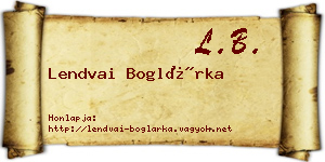 Lendvai Boglárka névjegykártya